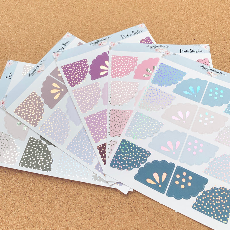 Foiled Scallop Corners- Choice of Colourway and Foil