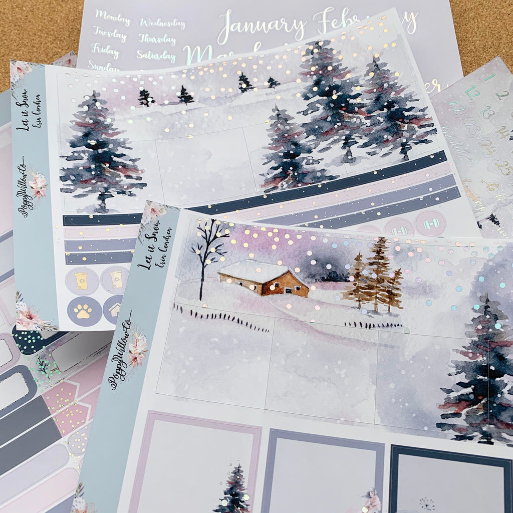 Let It Snow Monthly for Erin Condren with Premium Silver Holographic Foil