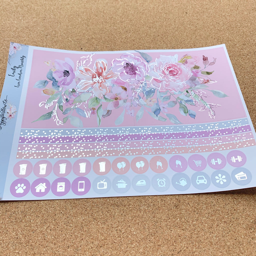 Emily Monthly for Erin Condren with Silver Foil